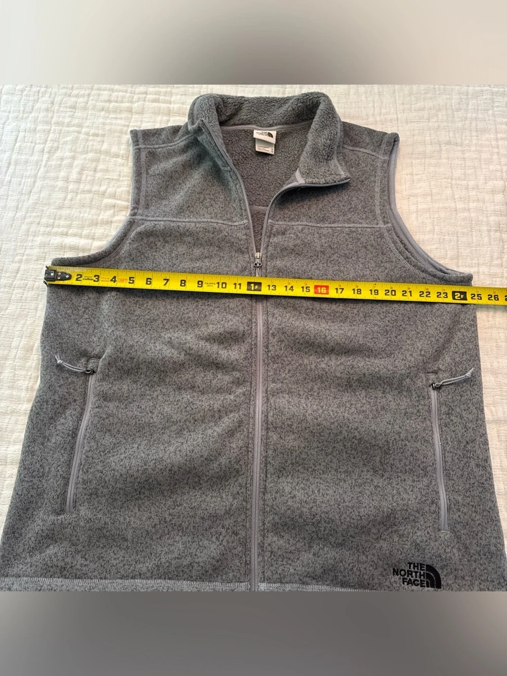 Mens The North Face Sweater Vest Fleece Full Zip Jacket Coat Gray XL